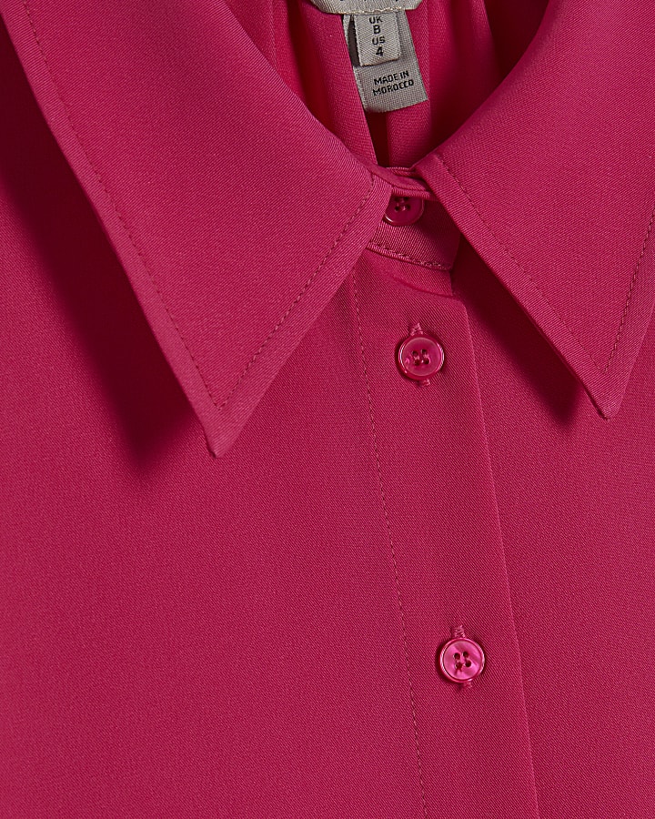 Pink Satin Short Sleeve Shirt