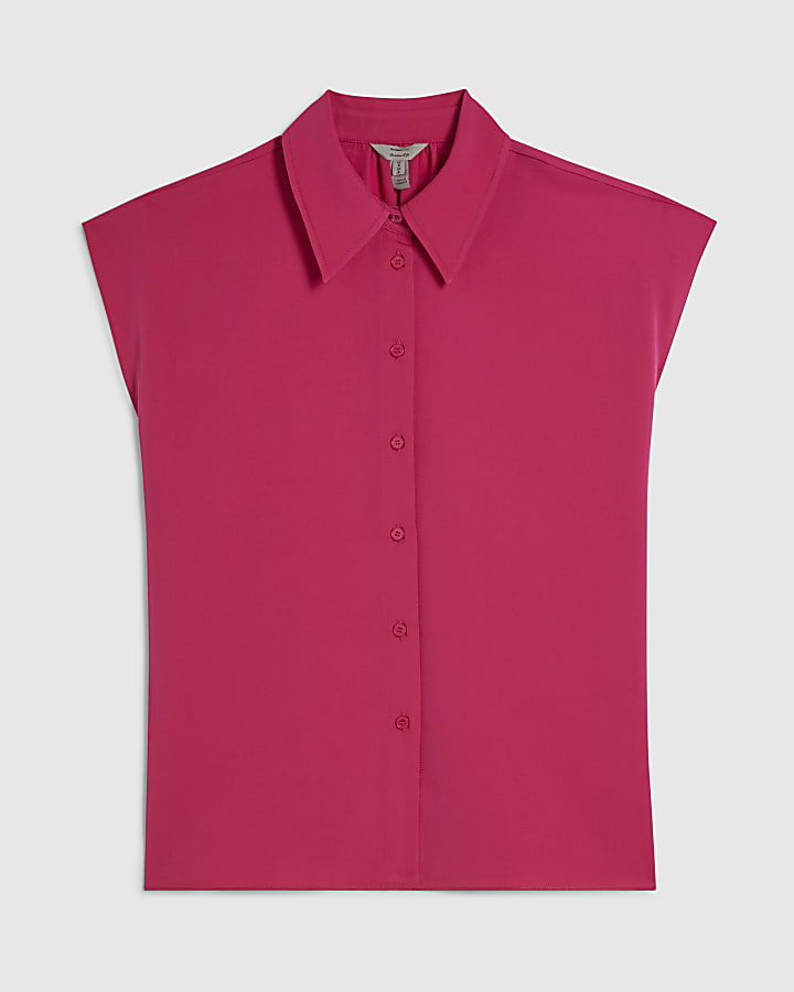 Pink Satin Short Sleeve Shirt