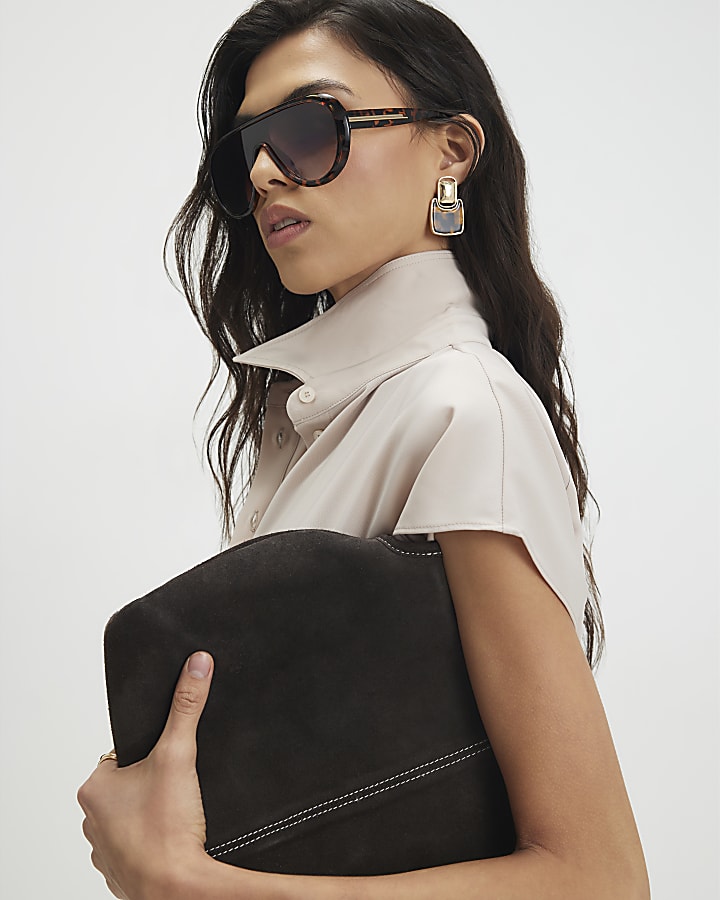 Beige Satin Short Sleeve Shirt