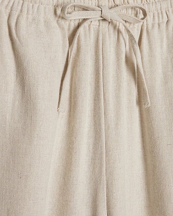 Beige Linen Blend Trousers