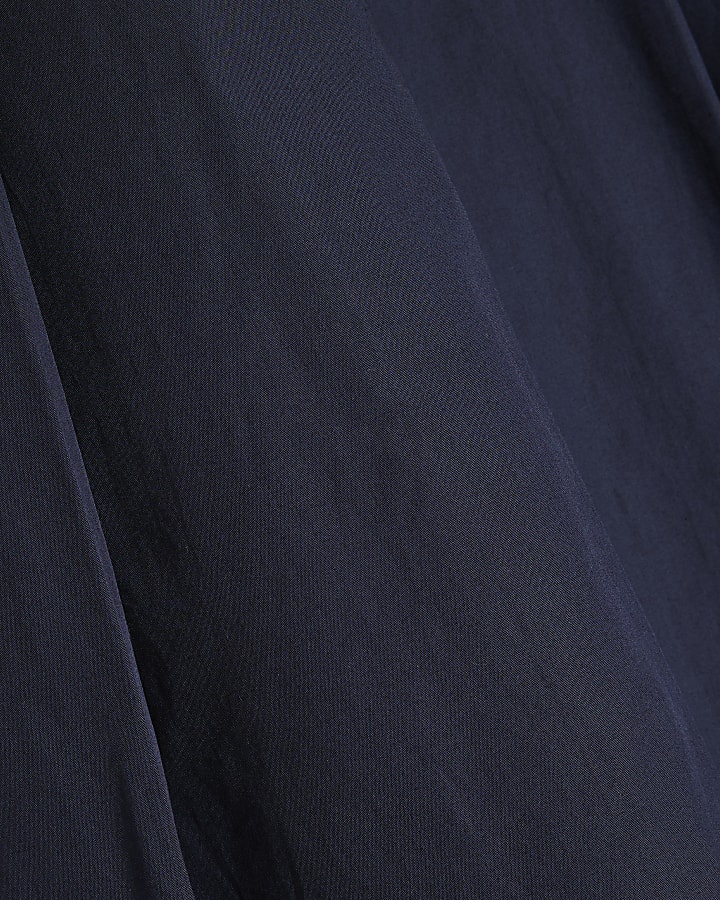 Petite Navy Cotton Midi Skirt