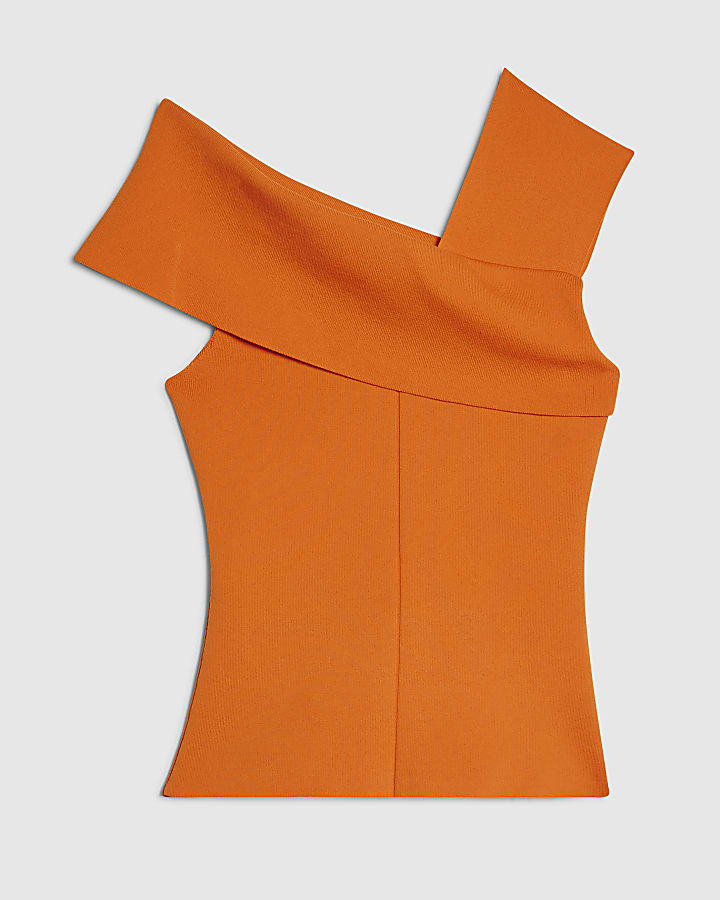Orange One Shoulder Bardot Top