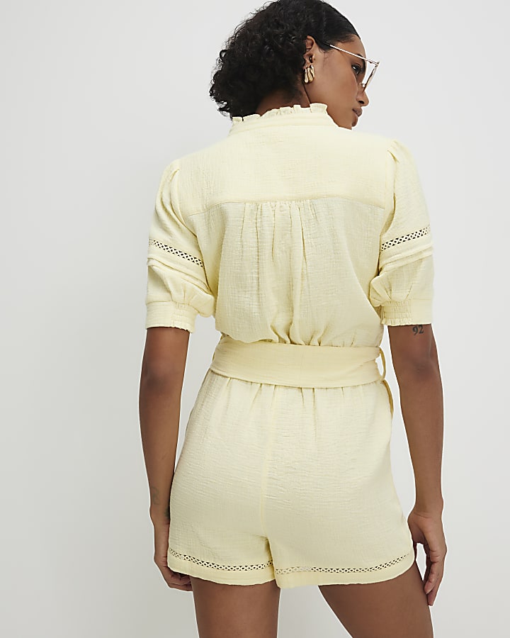 Yellow Textured Playsuit