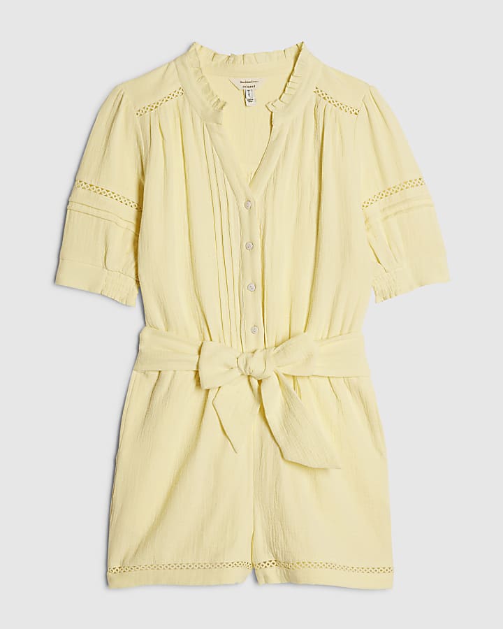 Yellow Cotton Textured Playsuit