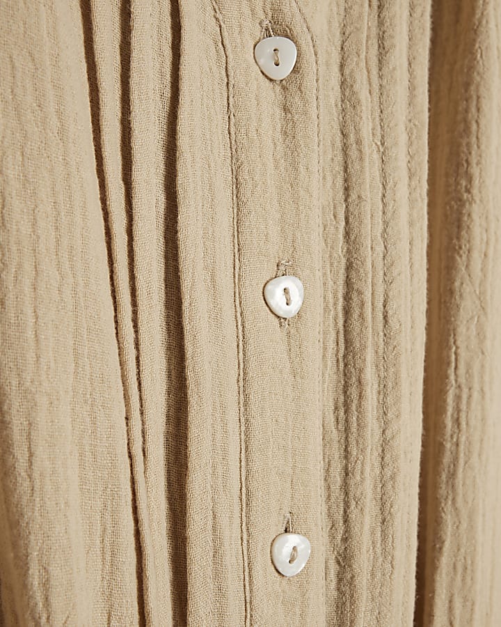 Beige Cotton Textured Jumpsuit