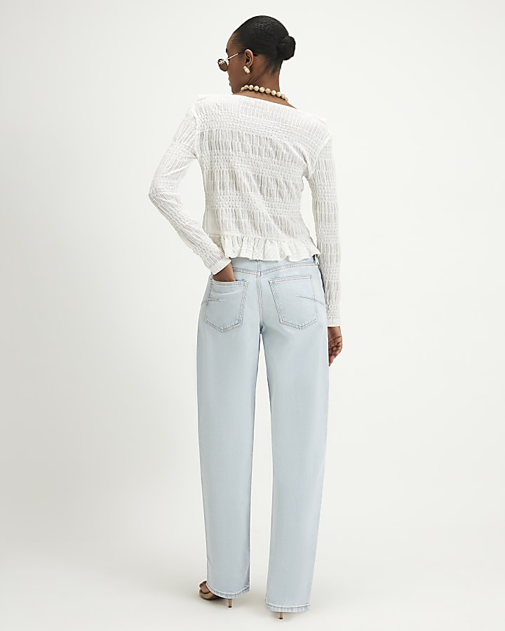 Blue Washed Core Barrel Leg Jeans