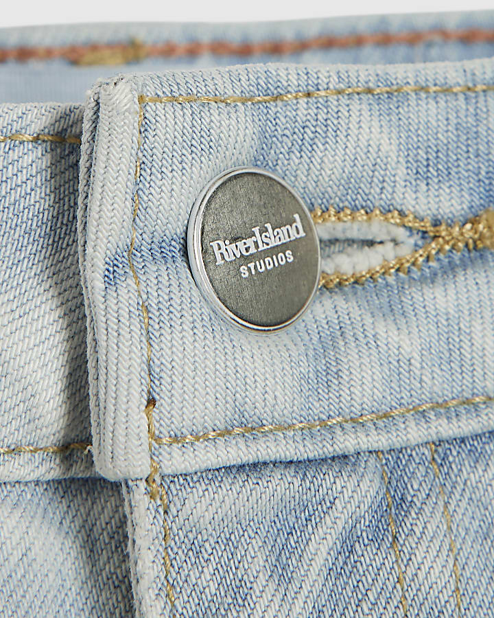 Blue Washed Core Barrel Leg Jeans