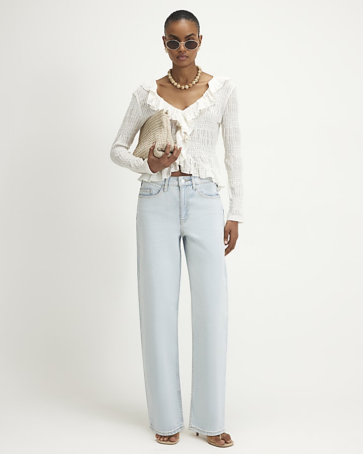 Blue Washed Core Barrel Leg Jeans