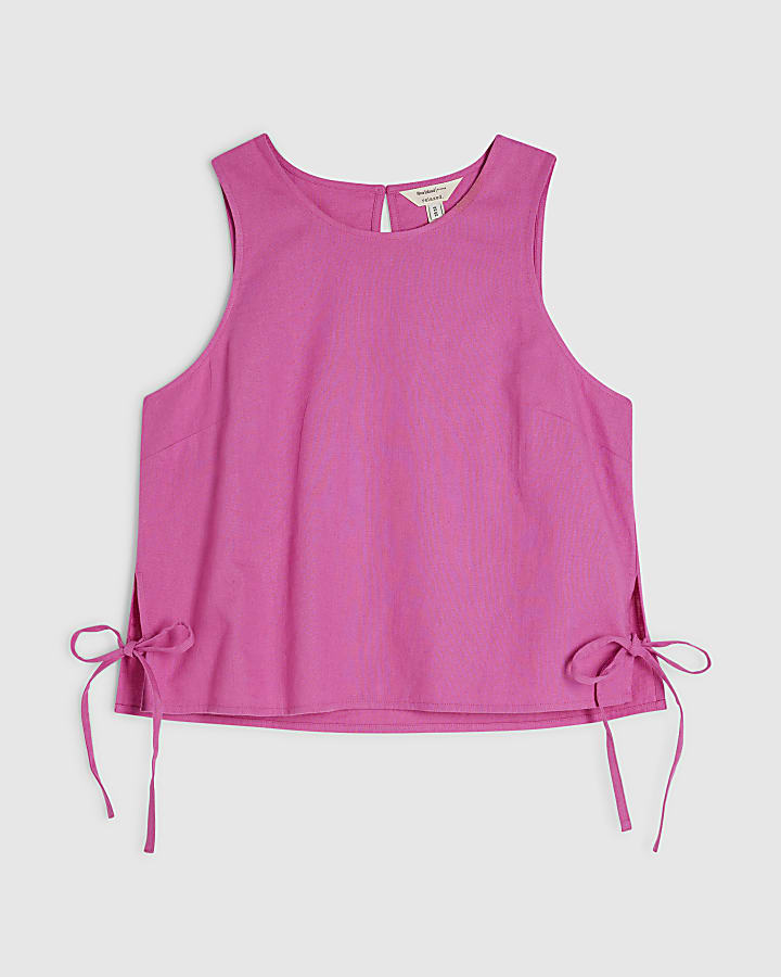 Pink Linen Blend Tank Top