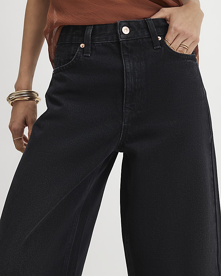Black Twist Seam Barrel Leg Jeans