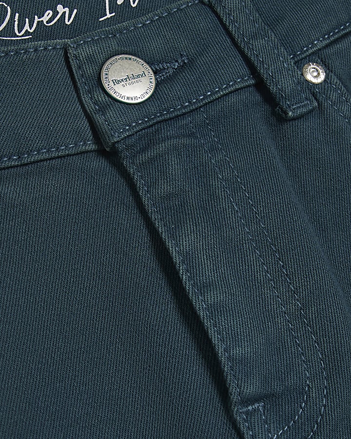 Green High Waist Slim Flare Leg Jeans