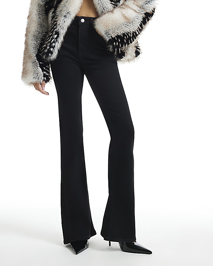 Black High Waisted Sculpt Flare Leg Jeans