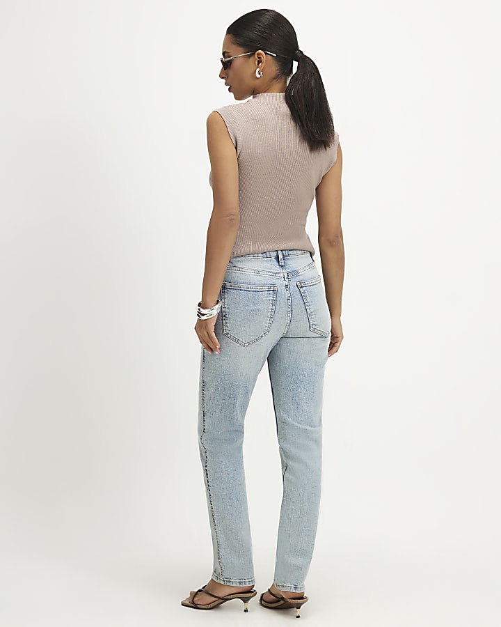 Petite Blue Washed Cigarette Jeans