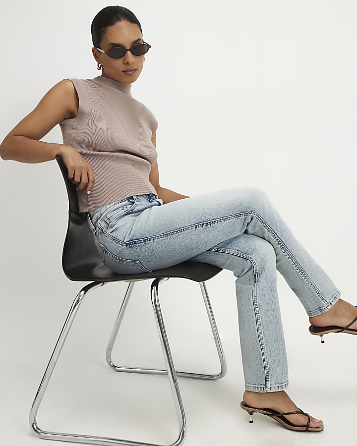 Petite Blue Washed Cigarette Jeans
