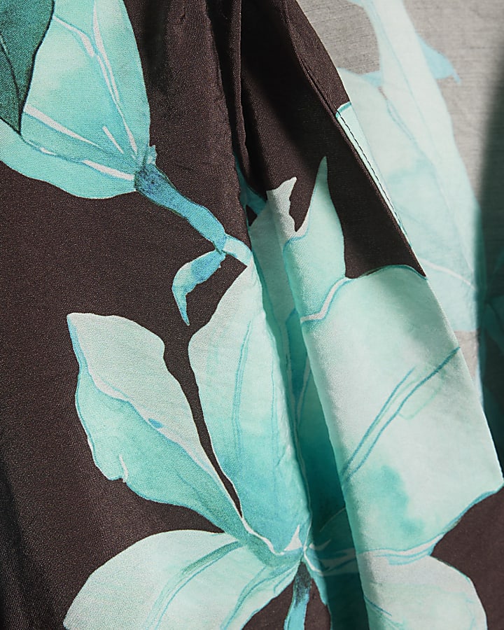 Petite Brown Floral Mini Dress