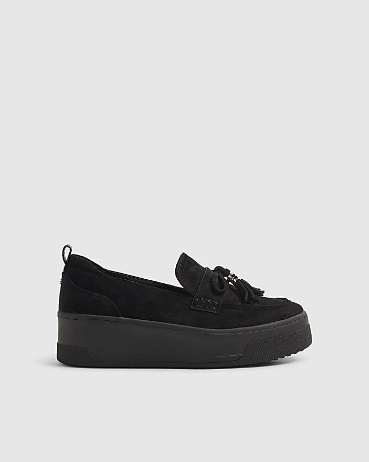 Black Tassel Flatform Loafers