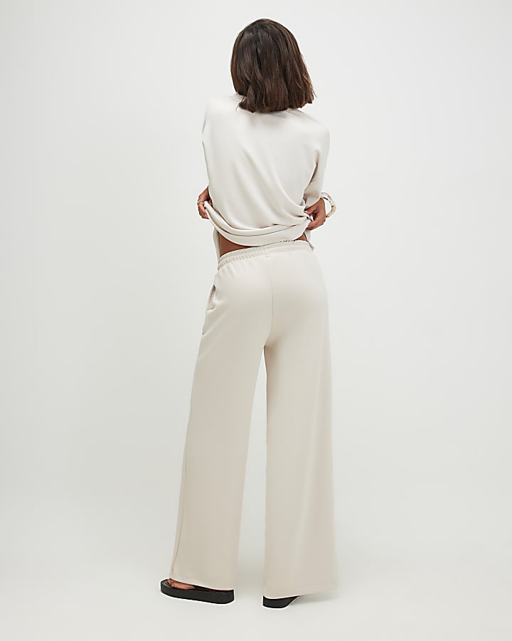 Cream Premium Wide Leg Joggers