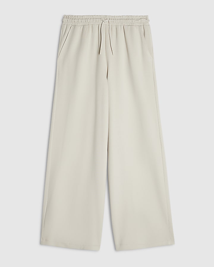 Cream Premium Drawstring Wide Leg Joggers