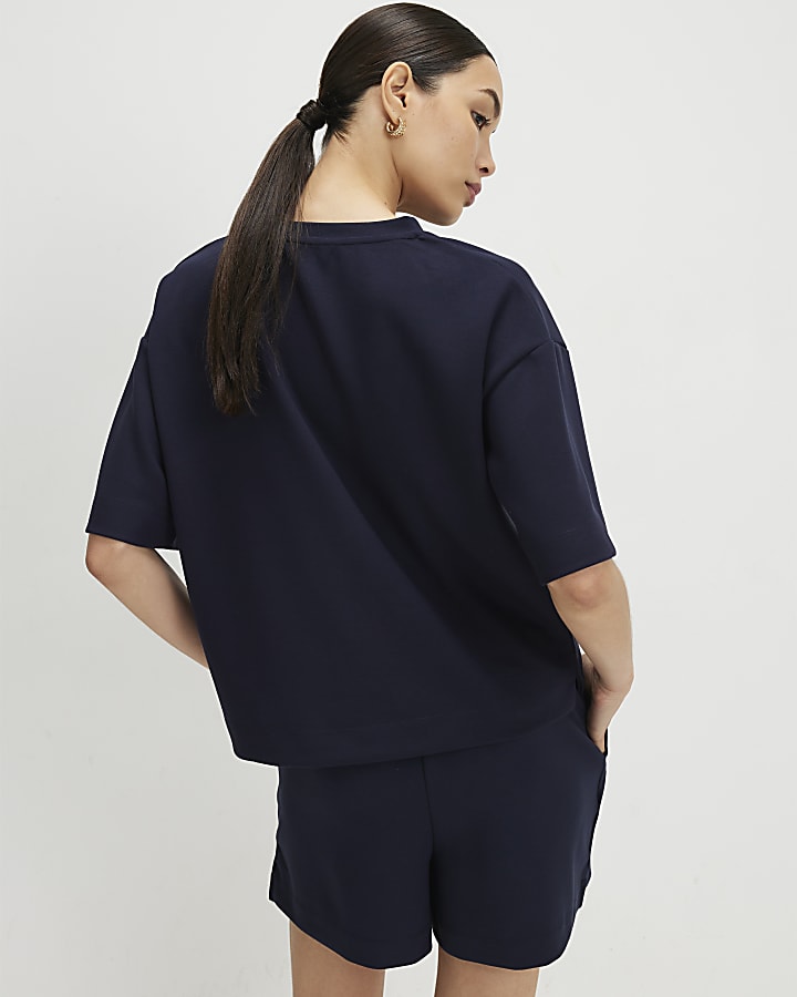 Navy Premium Boxy Clean T-Shirt