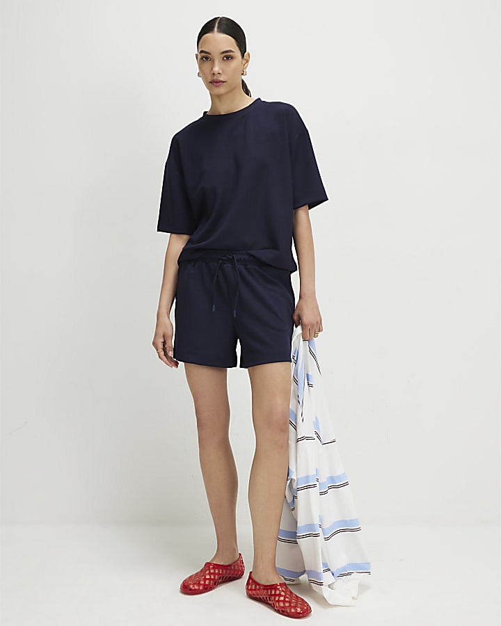 Navy Premium Boxy Clean T-Shirt
