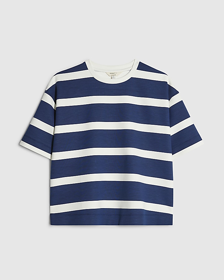 Navy Premium Horizontal Striped T-Shirt