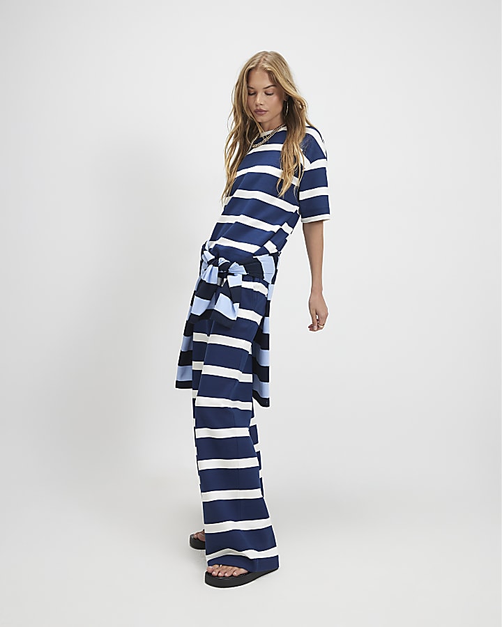 Navy Premium Horizontal Striped T-Shirt