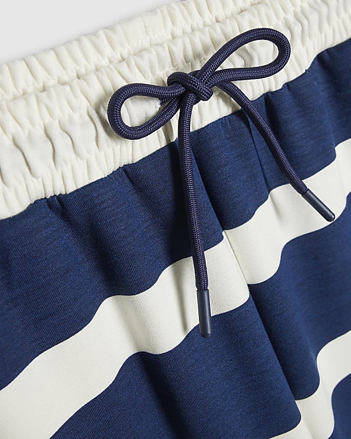 Navy Horizontal Stripe Wide Leg Joggers