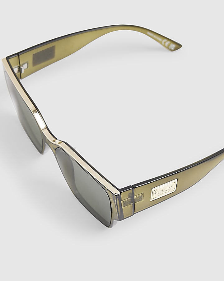 Green Top Bar Glam Visor Sunglasses