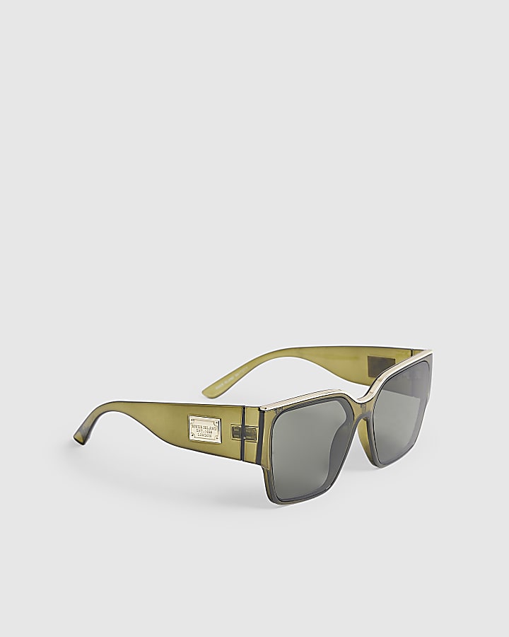 Green Top Bar Glam Visor Sunglasses