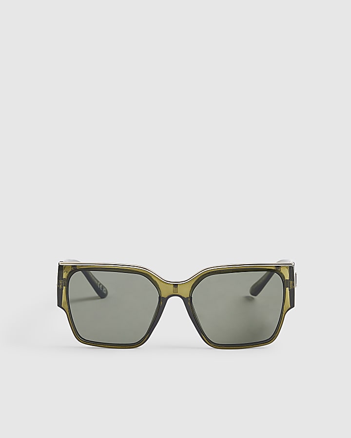 Green Top Bar Glam Visor Sunglasses