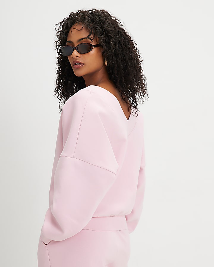 Pink Premium V Neck Sweatshirt