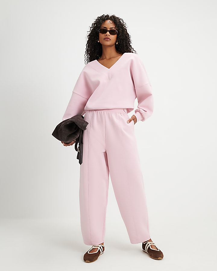 Pink Premium V Neck Sweatshirt
