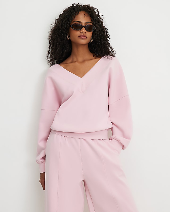 Pink Premium V Neck Sweatshirt