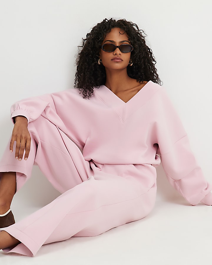 Pink Premium V Neck Sweatshirt
