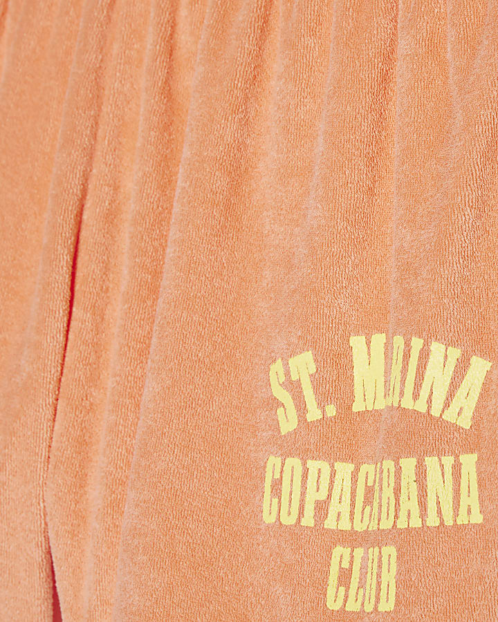 Orange Loose Fit Towelling Shorts