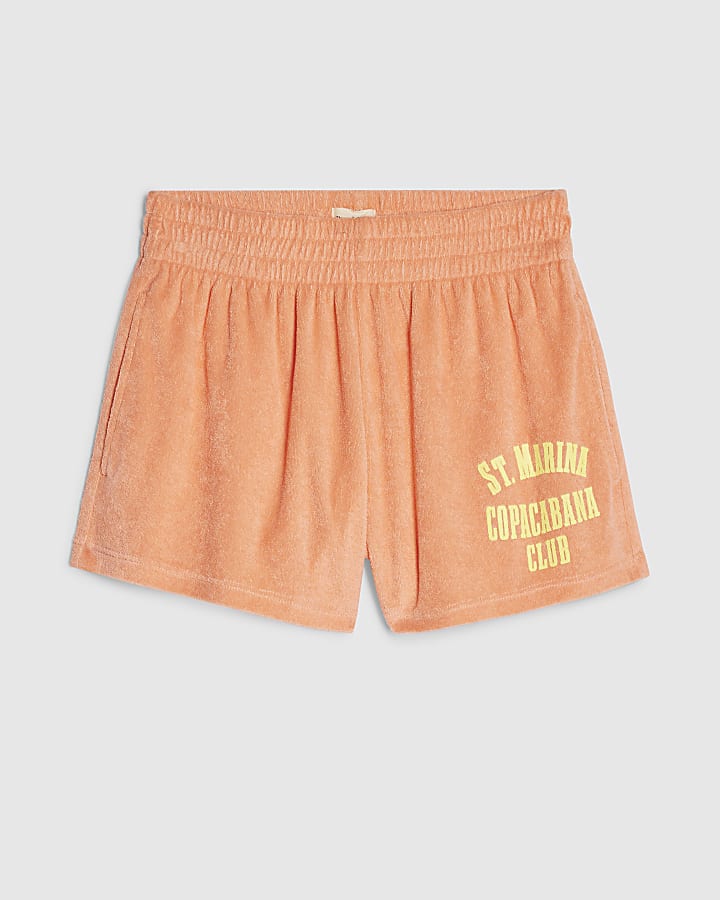 Orange Loose Fit Towelling Shorts