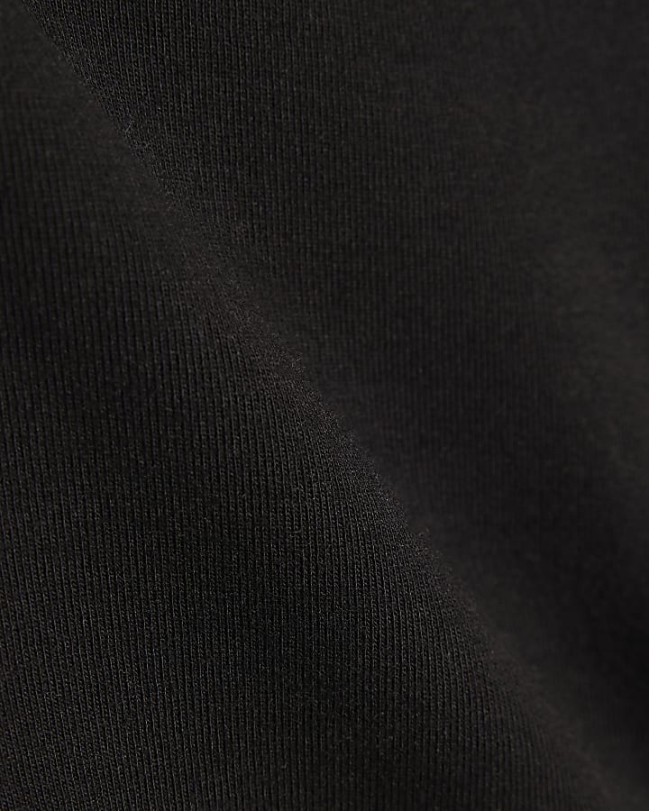 Black Cotton Blend Fitted Whipstitch T-Shirt
