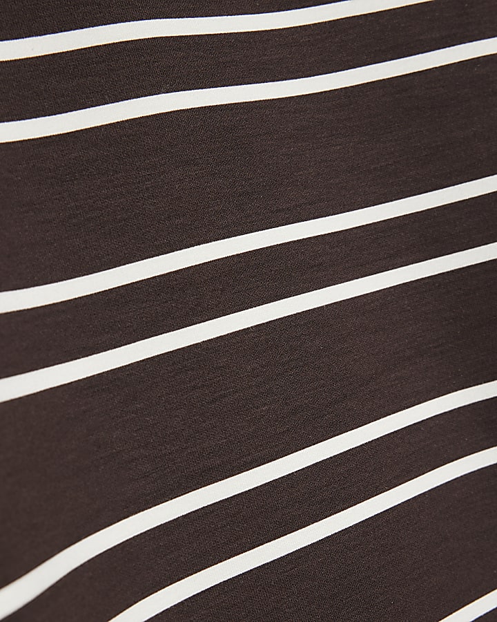 Brown Premium Stripe Boxy Fit T-Shirt