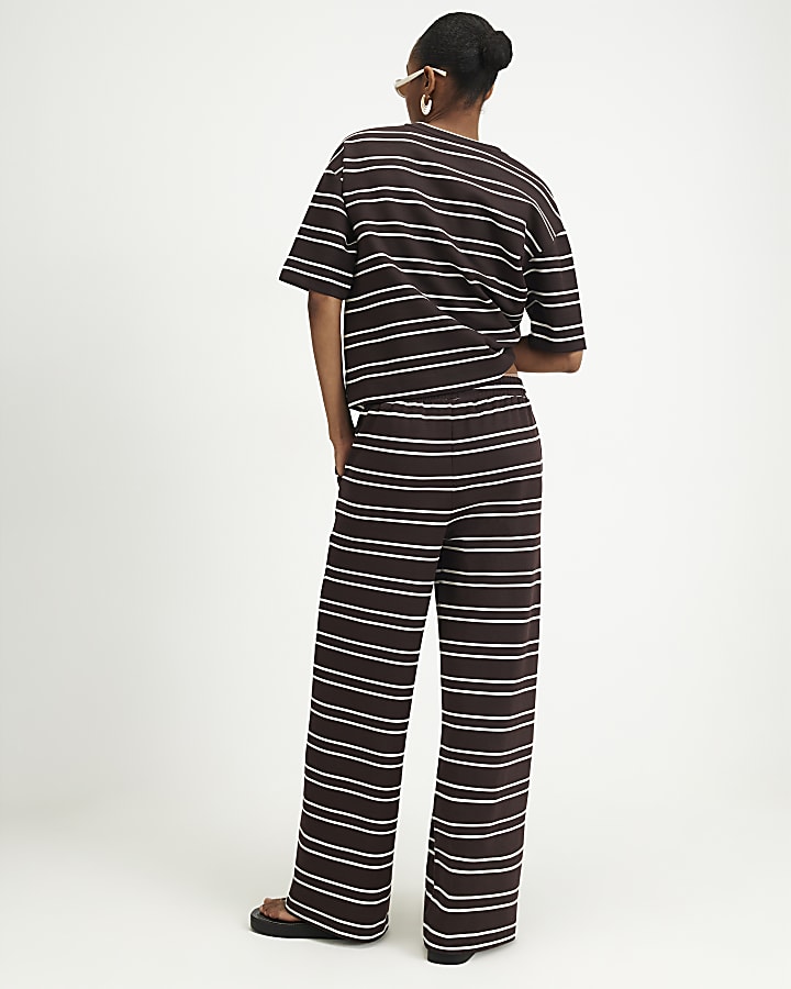 Brown Premium Stripe Jogger Trousers
