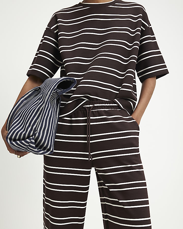 Brown Premium Stripe Jogger Trousers