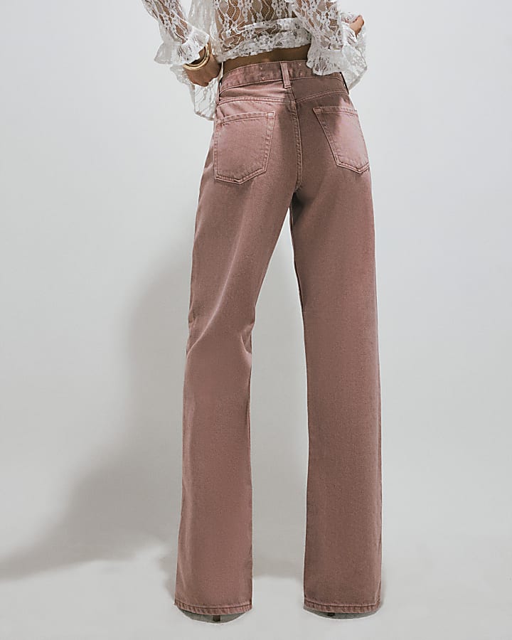 Pink Relaxed Straight Leg Jeans