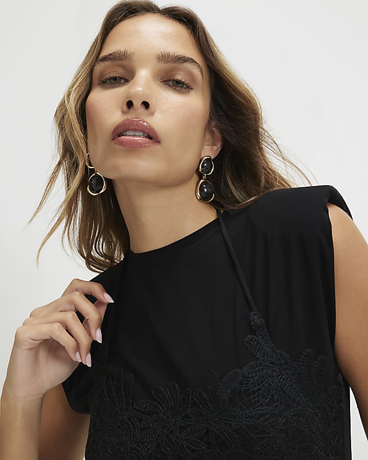 Brown Satin Hybrid Midi Slip Dress