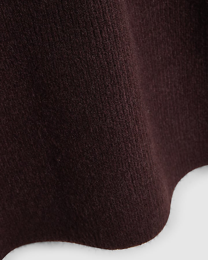Burgundy High Neck Knit Mini Dress