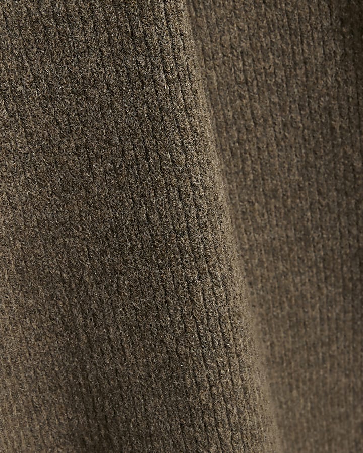 Brown High Neck Knit Mini Dress