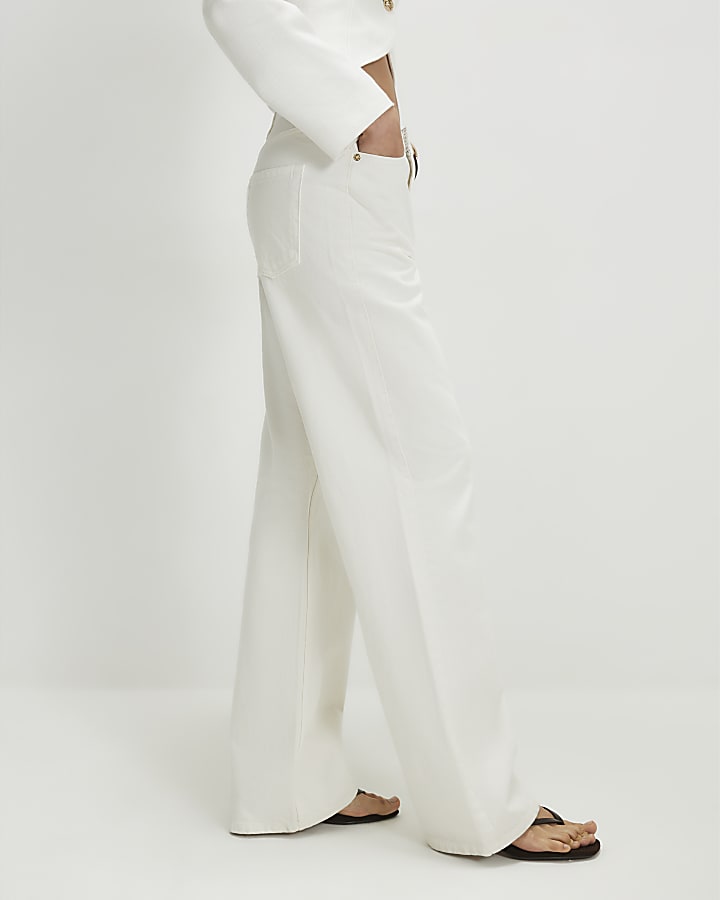 White Relaxed Straight Leg Jeans