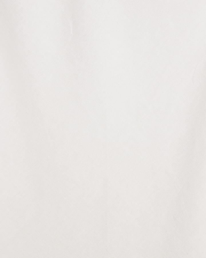 White Linen Blend Asymmetric Tank Top