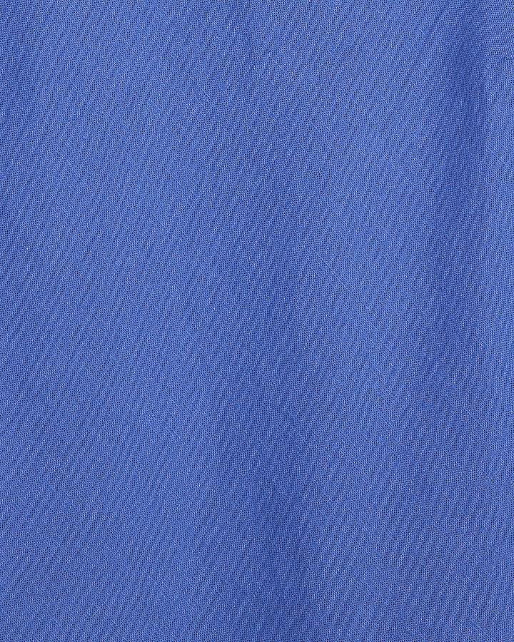 Blue Linen Blend Asymmetric Tank Top