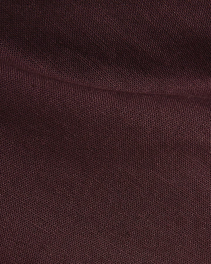 Purple Linen Blend Cowl Neck Top