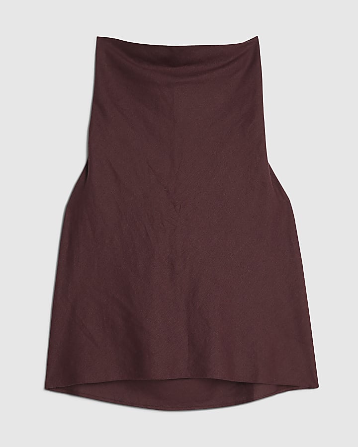 Purple Linen Blend Cowl Neck Top