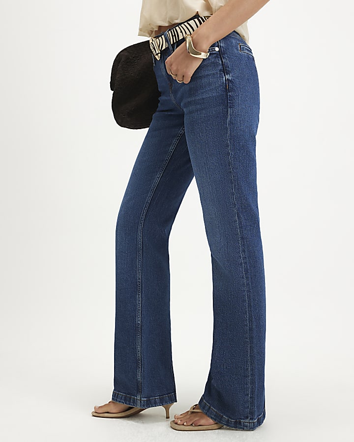 Blue Back Split Seam Bootcut Jeans